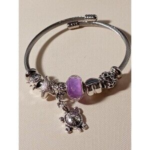 Purple turtle clock bracelet